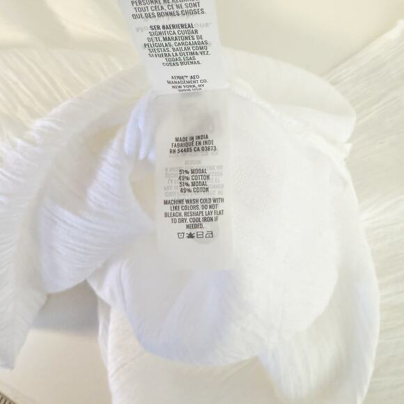 NWT Aerie Gauze Midi Tank White Dress Flowy Side Slits - M - Picture 7 of 9